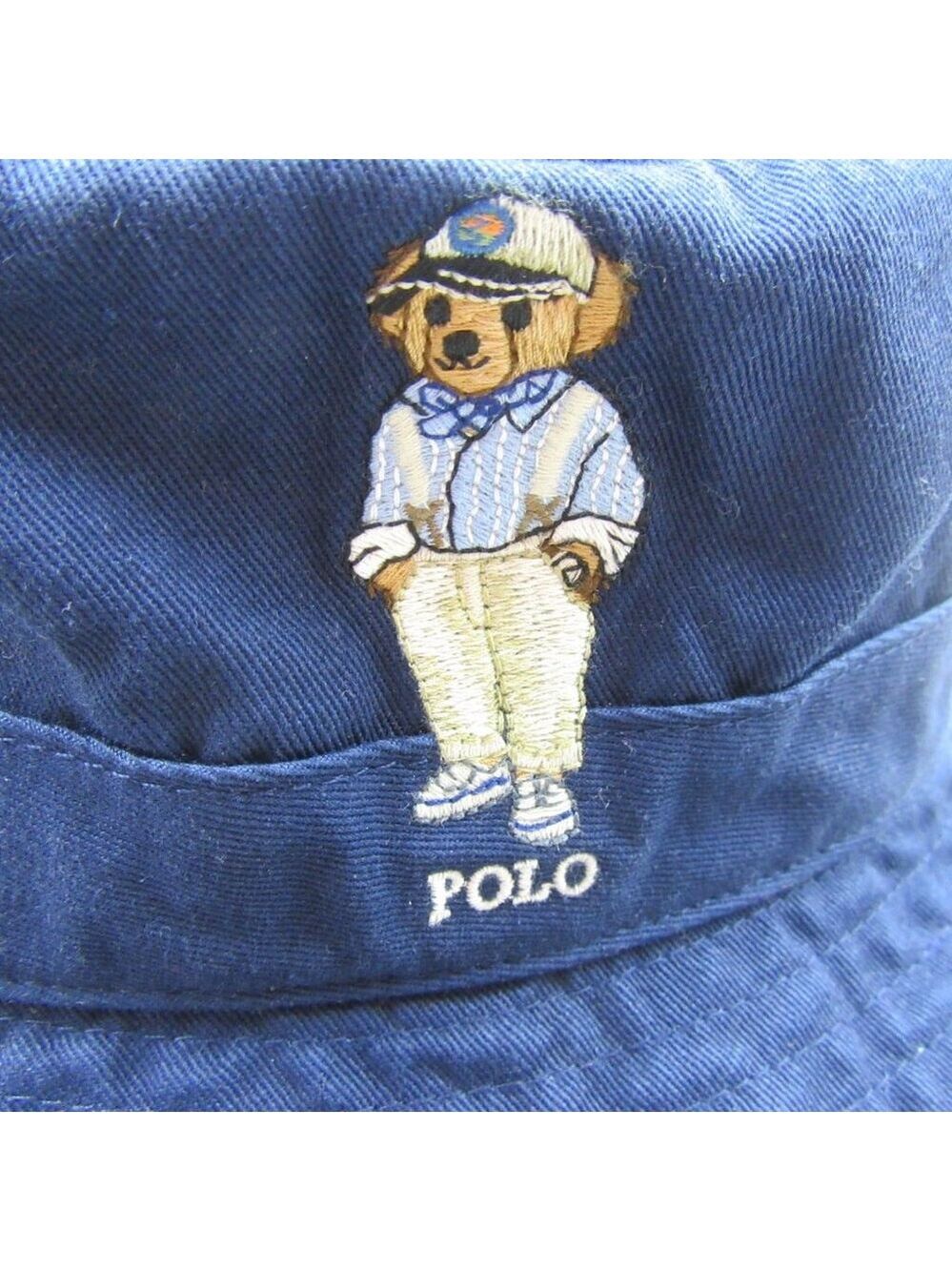 Polo Ralph Lauren Embroidered Bear Bucket Hat Adult Size S/M Navy Blue NEW - Picture 3 of 12